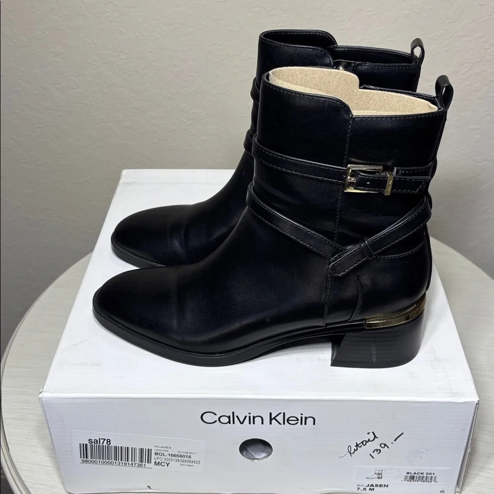 Calvin Klein Jasen Black Ankle Booties. Size 7.5 - Picture 6 of 11